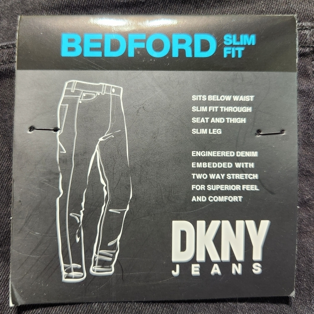 NEW DKNY Bedford Men's Slim Fit Straight Leg Black Rinse Denim Jeans (36x32) - Picture 9 of 16